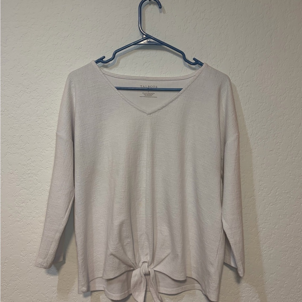Talbots Women's Off-White Long Sleeve Top, Size L